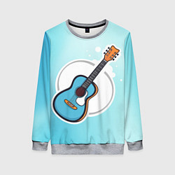 Свитшот женский Гитара шестиструнная бирюзовая, цвет: 3D-меланж