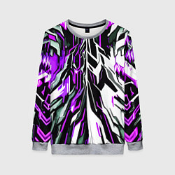 Женский свитшот Фиолетовая и белая абстракция на чёрном фоне