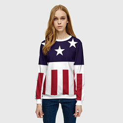 Свитшот женский Флаг Америки, цвет: 3D-белый — фото 2