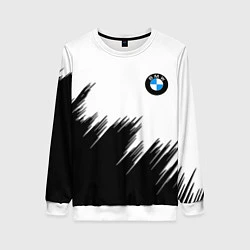 Свитшот женский BMW чёрные штрихи текстура, цвет: 3D-белый