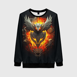 Свитшот женский Огненный символ орла, цвет: 3D-черный