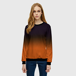 Свитшот женский Градиент от чёрного к оранжевому, цвет: 3D-черный — фото 2