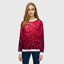 Свитшот женский Рубиновый гламур, цвет: 3D-белый — фото 2