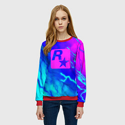 Свитшот женский Rockstar storm молнии, цвет: 3D-красный — фото 2