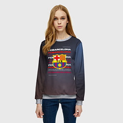 Свитшот женский Логотип футбольный клуб Барселона, цвет: 3D-меланж — фото 2