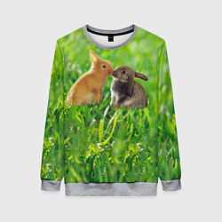 Свитшот женский Кролики в траве, цвет: 3D-меланж