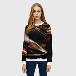 Свитшот женский Изогнутая шоколадная абстракция, цвет: 3D-белый — фото 2