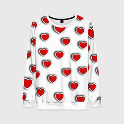 Женский свитшот Стикеры наклейки объемные сердечки