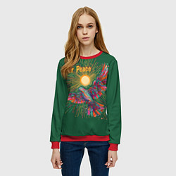 Свитшот женский Летящий голубь мира, цвет: 3D-красный — фото 2