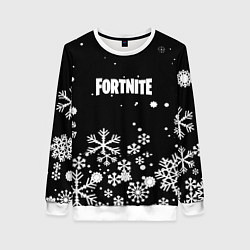 Свитшот женский Fortnite новый год паттерн, цвет: 3D-белый