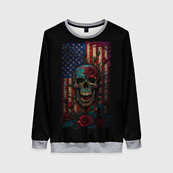 Свитшот женский Skull - USA, цвет: 3D-меланж