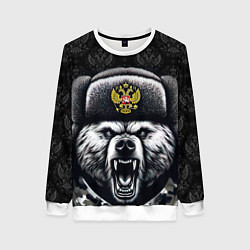 Свитшот женский Русский медведь, цвет: 3D-белый