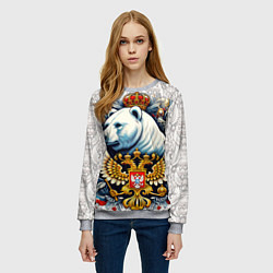 Свитшот женский Белый медведь с короной, цвет: 3D-меланж — фото 2