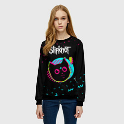Свитшот женский Slipknot - rock star cat, цвет: 3D-черный — фото 2