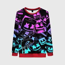 Свитшот женский Marshmello neon pattern, цвет: 3D-красный