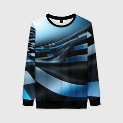 Женский свитшот Черно-синий абстрактный спортивный стиль