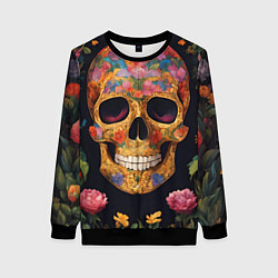 Свитшот женский Bright colors and skull, цвет: 3D-черный