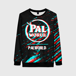 Женский свитшот Palworld в стиле glitch и баги графики на темном ф