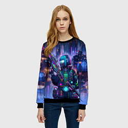 Свитшот женский Неоновый город - Киберпанк, цвет: 3D-черный — фото 2