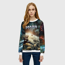 Свитшот женский Масс эффект - космос, цвет: 3D-белый — фото 2