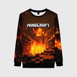 Свитшот женский Огненный minecraft логотип, цвет: 3D-черный