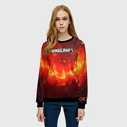 Свитшот женский Minecraft logo fire, цвет: 3D-черный — фото 2