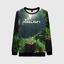 Свитшот женский Minecraft logo world, цвет: 3D-черный