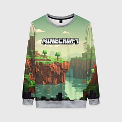 Свитшот женский Minecraft logo квадратный мир, цвет: 3D-меланж