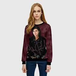 Свитшот женский Michael Jackson на бордовом фоне, цвет: 3D-черный — фото 2