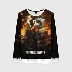 Свитшот женский Minecraft персонаж искры от огня, цвет: 3D-белый