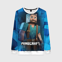 Свитшот женский Minecraft персонаж синий фон, цвет: 3D-белый