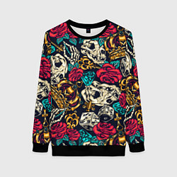Свитшот женский Tattoo dice skull, цвет: 3D-черный