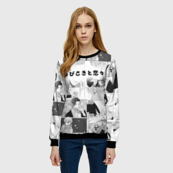 Свитшот женский Манга - Любовь с кончиков пальцев, цвет: 3D-черный — фото 2