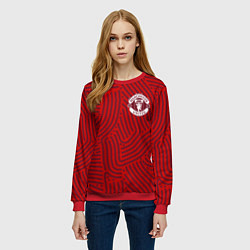 Свитшот женский Manchester United отпечатки, цвет: 3D-красный — фото 2
