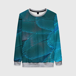 Свитшот женский Зеленые перья птицы, цвет: 3D-меланж
