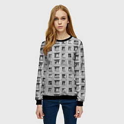 Свитшот женский Эстетика хрущёвки, цвет: 3D-черный — фото 2
