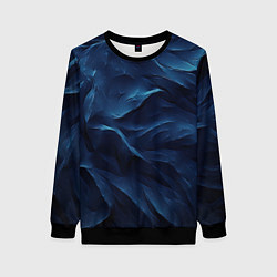 Свитшот женский Синие глубокие абстрактные волны, цвет: 3D-черный