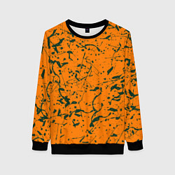 Женский свитшот Оранжевый с брызгами зеленой краски