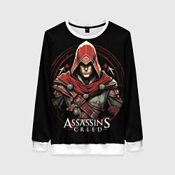 Свитшот женский Assassins creed в красном капюшоне, цвет: 3D-белый