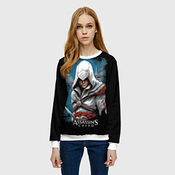 Свитшот женский Assassins creed белый костюм, цвет: 3D-белый — фото 2