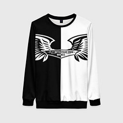 Свитшот женский Крылья в стиле инь и ян - fly with your open wings, цвет: 3D-черный