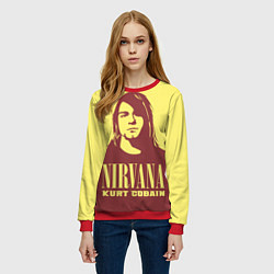 Свитшот женский Kurt Cobain Nirvana, цвет: 3D-красный — фото 2