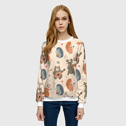 Свитшот женский Животные с инструментами, цвет: 3D-белый — фото 2