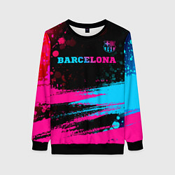Свитшот женский Barcelona - neon gradient посередине, цвет: 3D-черный