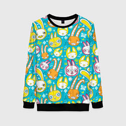 Женский свитшот Разноцветные зайцы