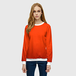 Свитшот женский Пылкий красно-оранжевый градиент, цвет: 3D-белый — фото 2