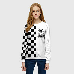Свитшот женский Content Warning шашечки, цвет: 3D-белый — фото 2