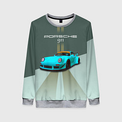 Свитшот женский Порше 911 спортивный немецкий автомобиль, цвет: 3D-меланж