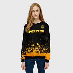 Свитшот женский Sporting - gold gradient посередине, цвет: 3D-черный — фото 2