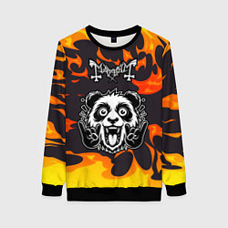 Свитшот женский Mayhem рок панда и огонь, цвет: 3D-черный